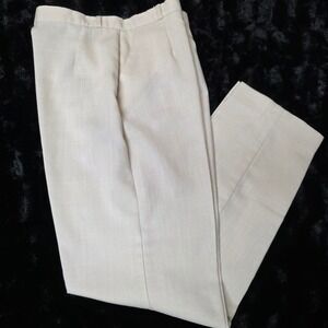 Lord Isaacs Sz 26 Linen Pants, Beige, Pleated, Straight Leg, High Rise, USA